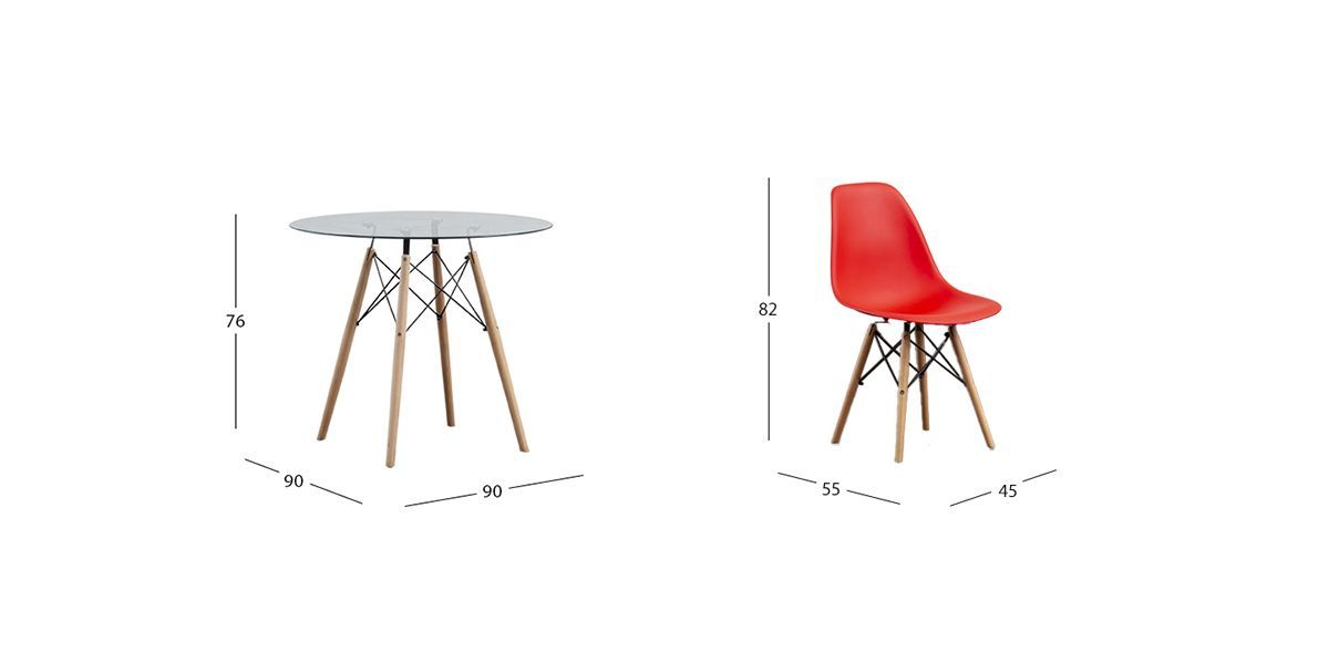 Comedor Redondo con sillas Atlas Rojo 5 Piezas