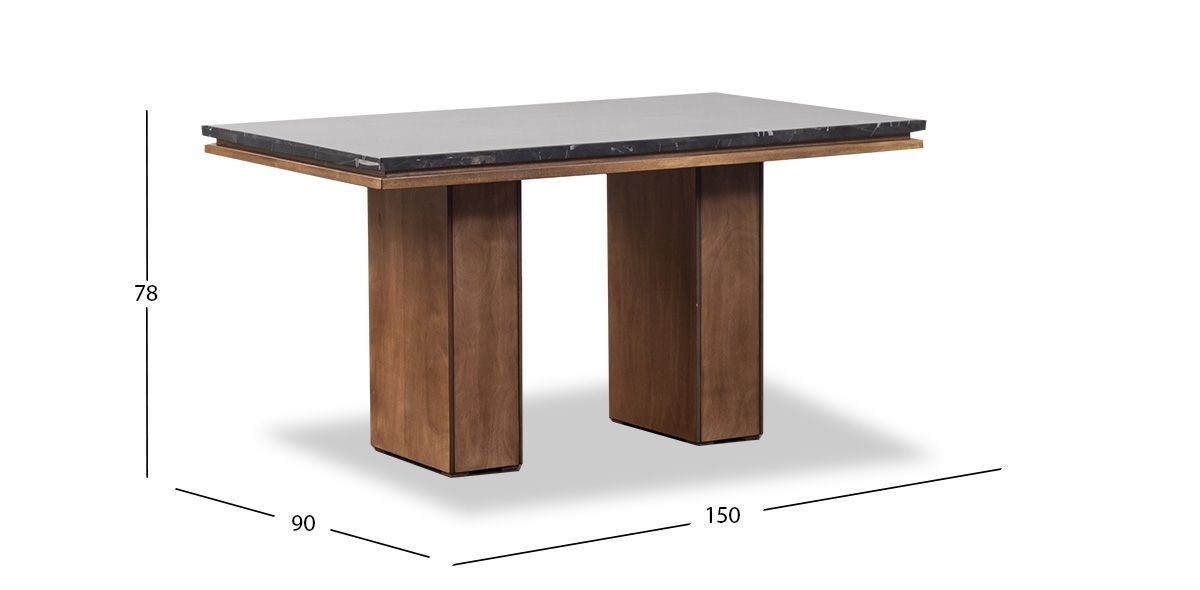 Mesa Comedor 150 X 90 Cm Rectangular De Mármol Alessia Negro