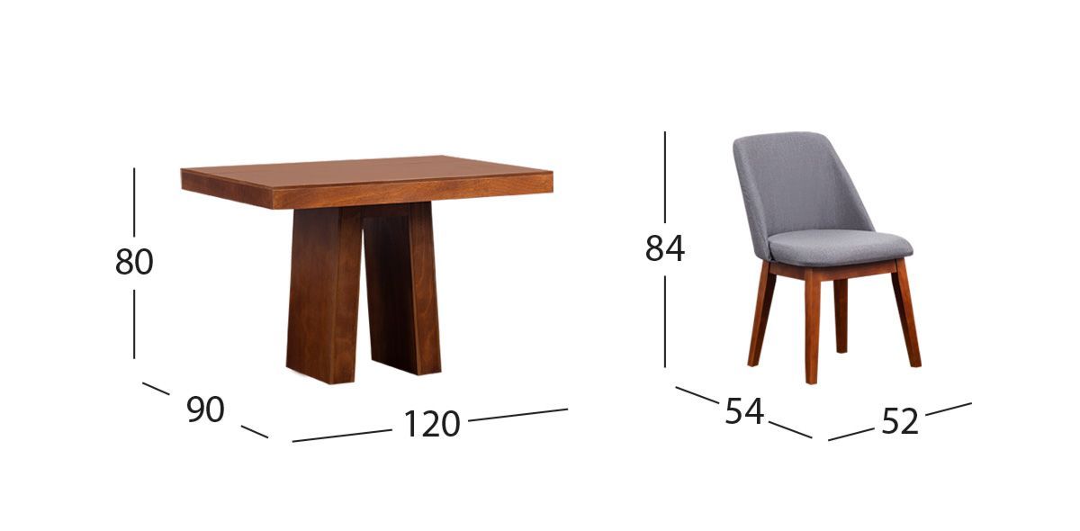 Comedor Odette con Sillas Olaf Gris PL 5 Piezas