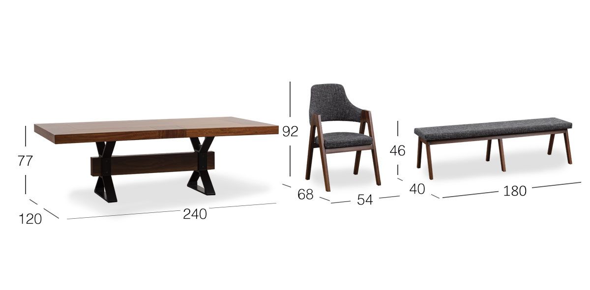 Comedor Estocolmo con Sillas y Banca Gris 6 Piezas