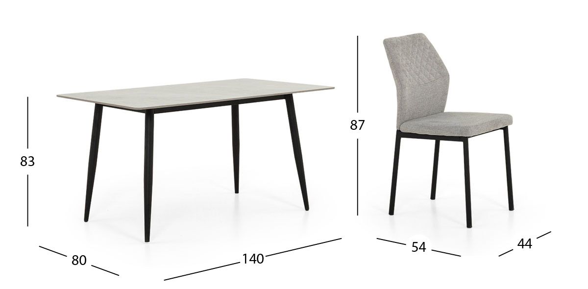 Comedor 140 X 80 Cm Arista Gris Claro 7 Piezas