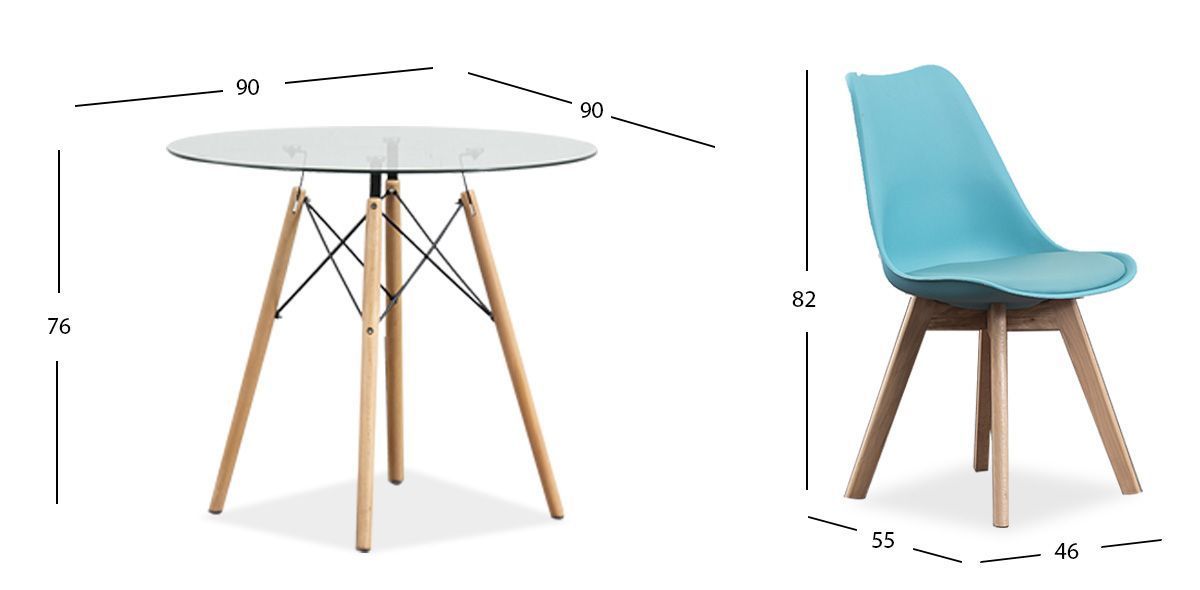 Comedor Redondo Atlas PL Con Sillas Arthus Azul 5 Piezas