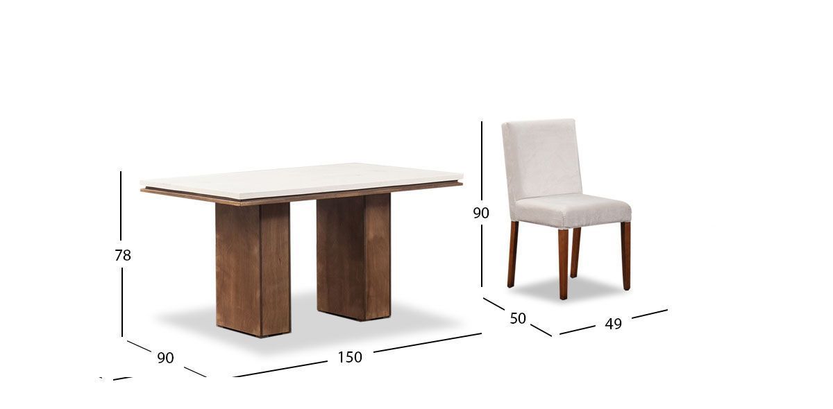 Comedor Rectangular De Mármol Alessia Beige 7 Piezas