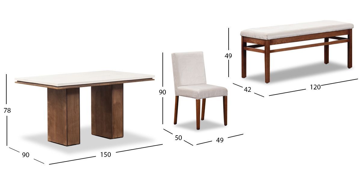 Comedor Rectangular De Mármol Alessia Beige 6 Piezas