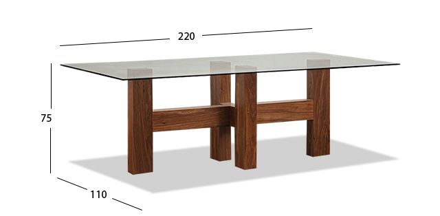 Mesa Comedor Rectangular De Cristal 220 X 110 Cm Praga Café