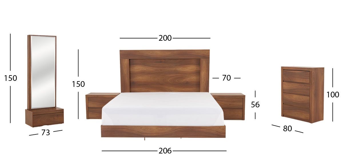 Recámara King Size Marbella Parota 5 Piezas