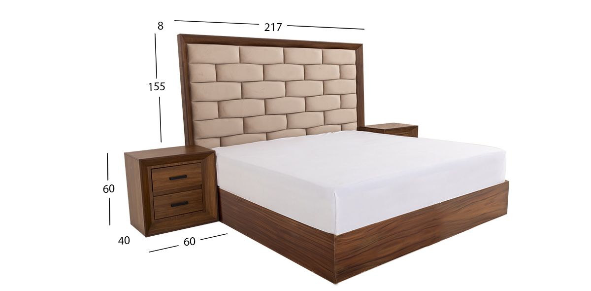Recámara King Size Tapizada Maileny Café 3 Piezas