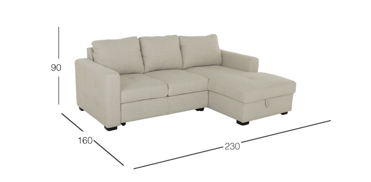 Sala Modular Derecha Con Baúl Y Cama Alta Olivia Plus Beige 