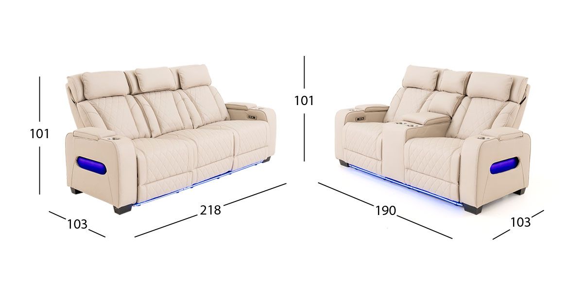 Sofá 3 Plazas Con Reclinables Eléctricos Jetour Beige