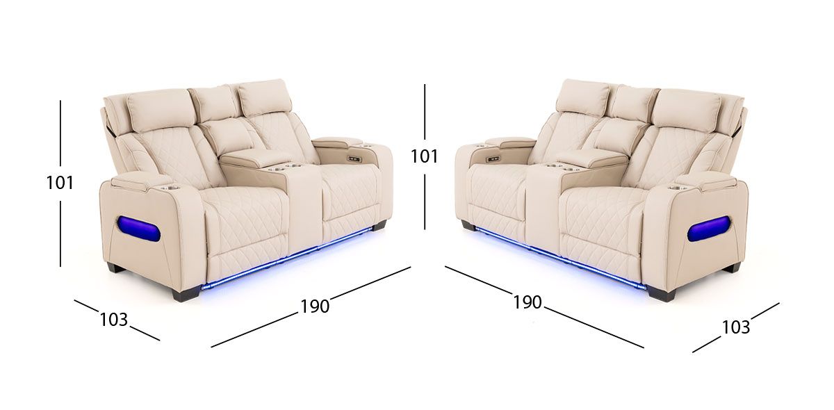 Sofá 2 Plazas Con Reclinables Eléctricos Jetour Beige