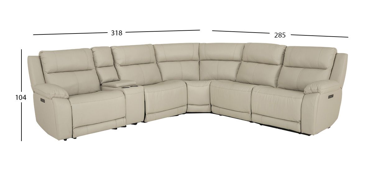 Sala Modular Con Reclinables Eléctricos De Piel Alberta Beige
