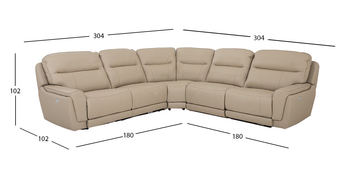 Sala Reclinable Modular Piel Darno Toffee (Boal)