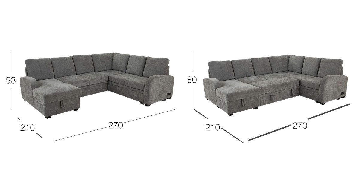 Sala Modular Con Baúl Y Cama Oculta Kubo Gris