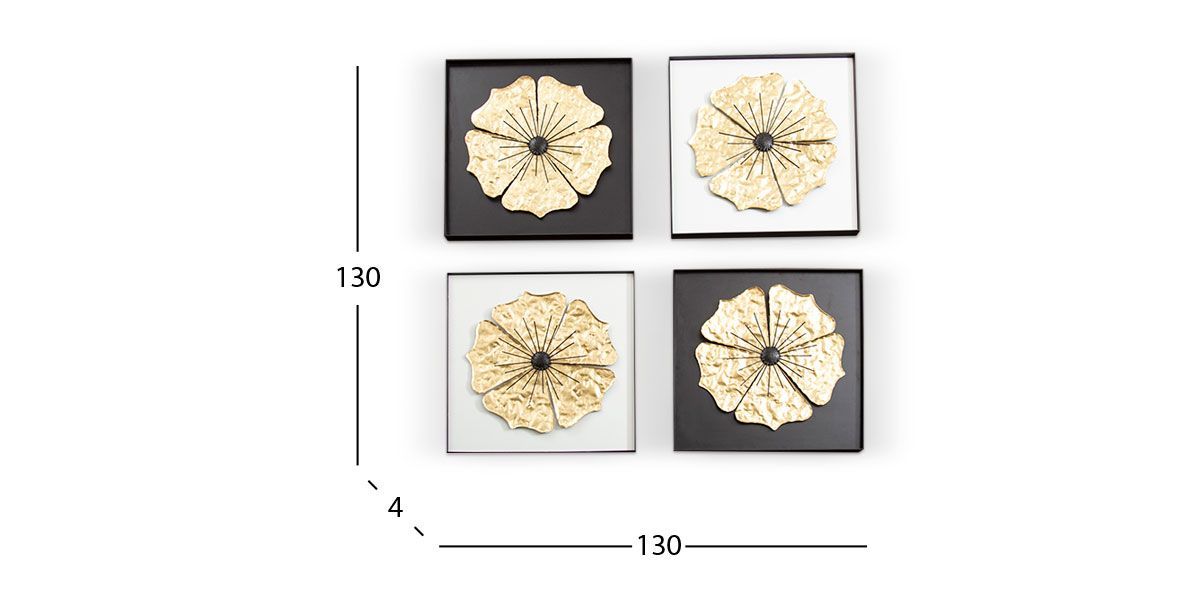 Juego De Cuadros Decorativos Lotto Blanco 4 Piezas