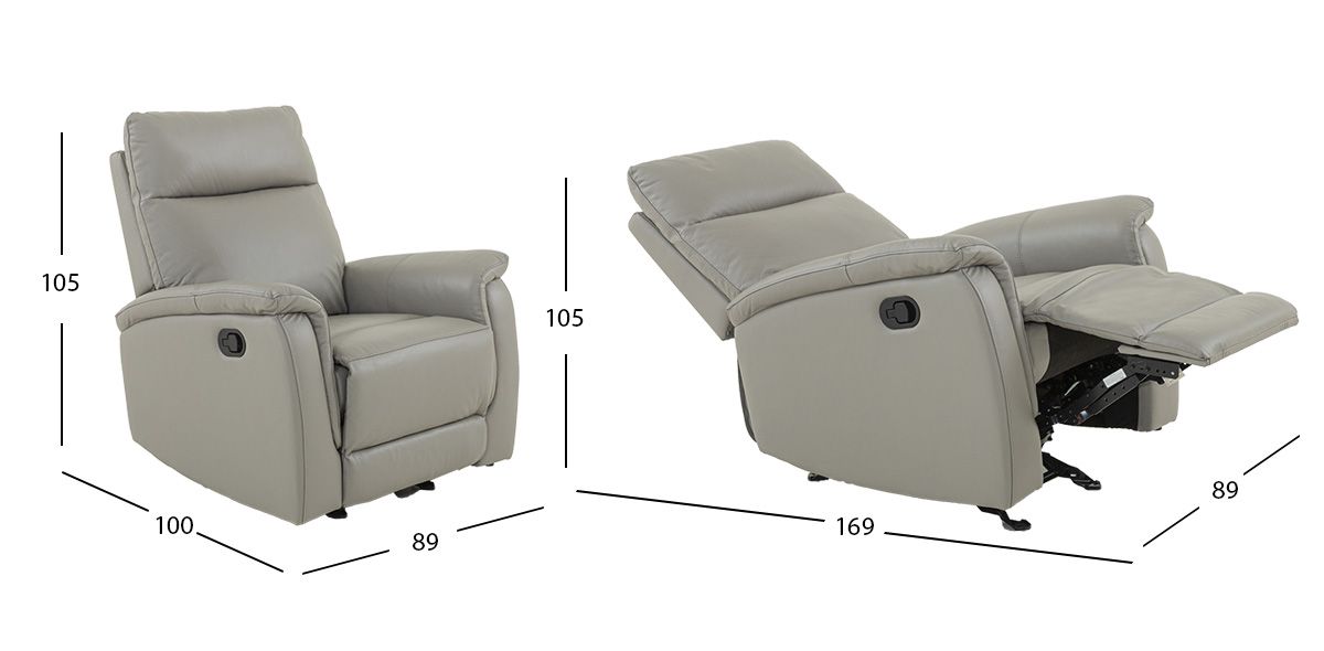 Sillón Piel Con Reclinable Y Mecedora Lumaro Beige