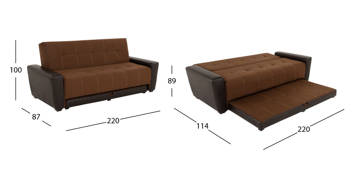 Sofá Cama con Cama Baja Irlanda Capuchino Suede