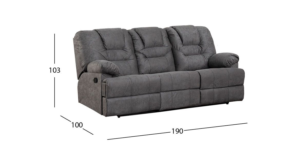 Sofá 3 Plazas Reclinable Malibu New Gris