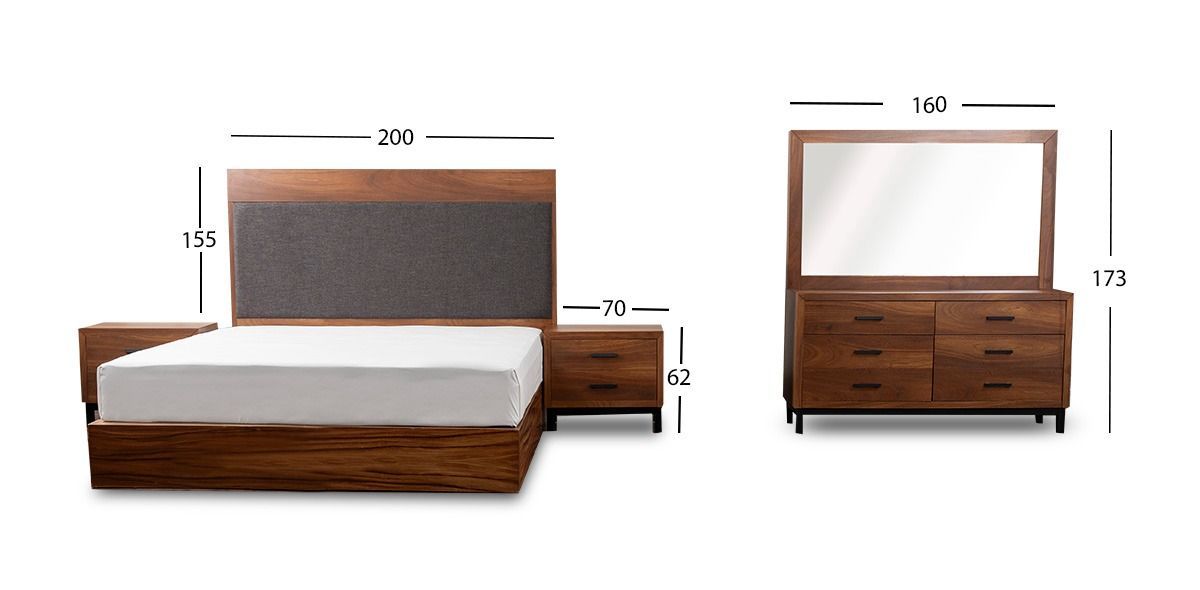 Recámara King Size Contempo Parota 5 Piezas 