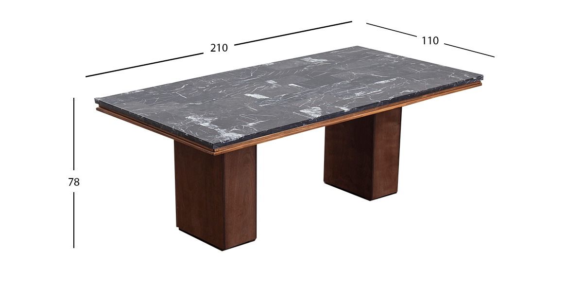 Mesa Comedor Rectangular De Mármol 210 x 110 Cm Alessia Negro 