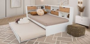 Cama Individual Con Cama Baja Individual Tian Blanco