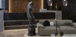 Escultura Caballo Ajedrez Negro