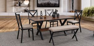 Comedor Rectangular Romeo Negro/Parota 6 Piezas