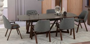 Comedor Rectangular Valenza Gris 7 Piezas