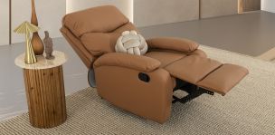 Sillón Piel Con Reclinable Corso Café