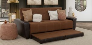 Sofá Cama con Cama Baja Irlanda Capuchino Suede