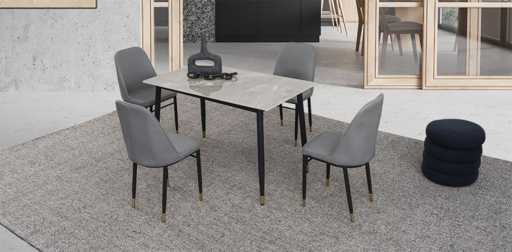 Comedor Rectangular Munich PL Gris 5 Piezas