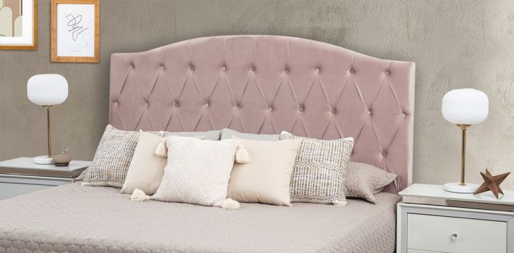 Cabecera King Size Terciopelo Zhola Palo De Rosa 