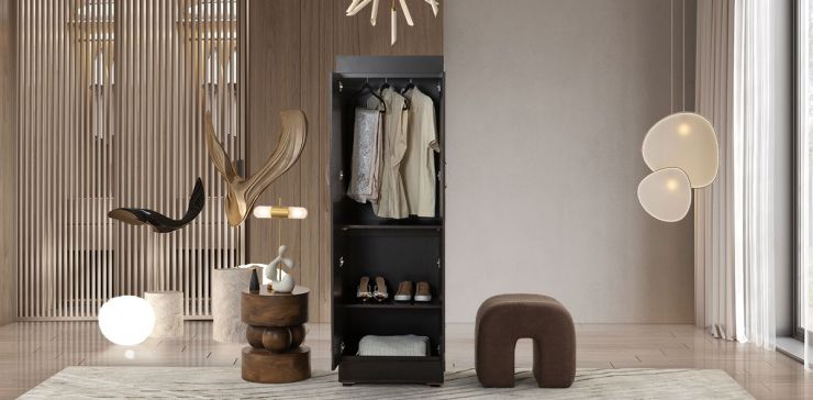 Closet 2 Entrepaños Y 1 Colgador De Ropa Manhattan Café