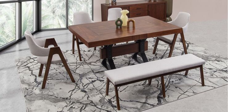 Comedor Estocolmo con Sillas y Banca Cream 6 Piezas II
