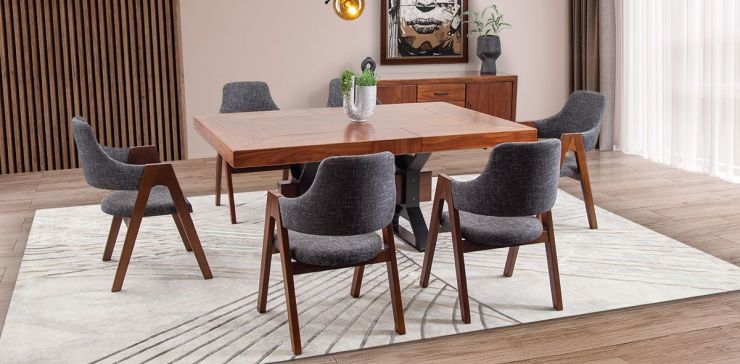 Comedor Estocolmo Con Sillas Gris 7 Piezas