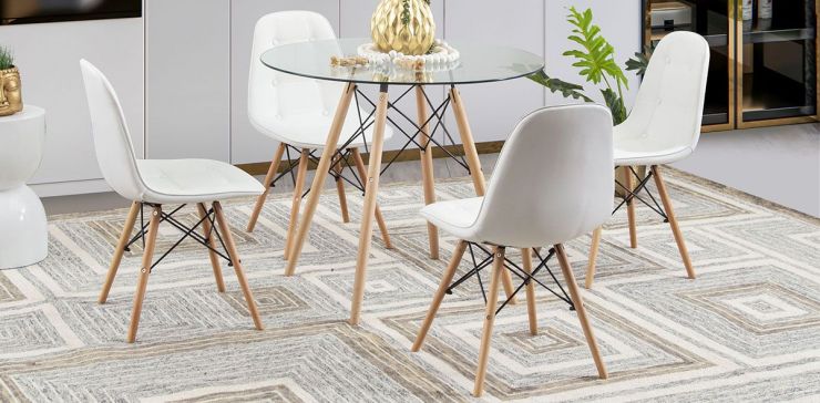 Comedor Redondo Atlas PL Con Sillas Angun Blanco