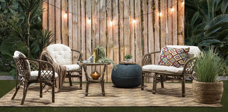 Juego De Jardín Bahama Living Set Rattan 4 Piezas