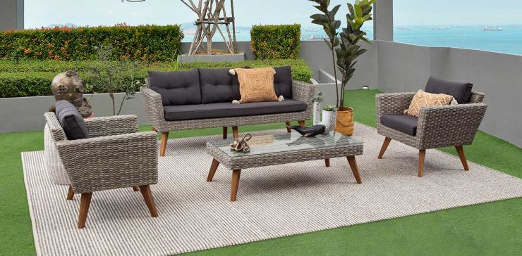 Sala de Jardín Vita Gris Oscuro Rattan